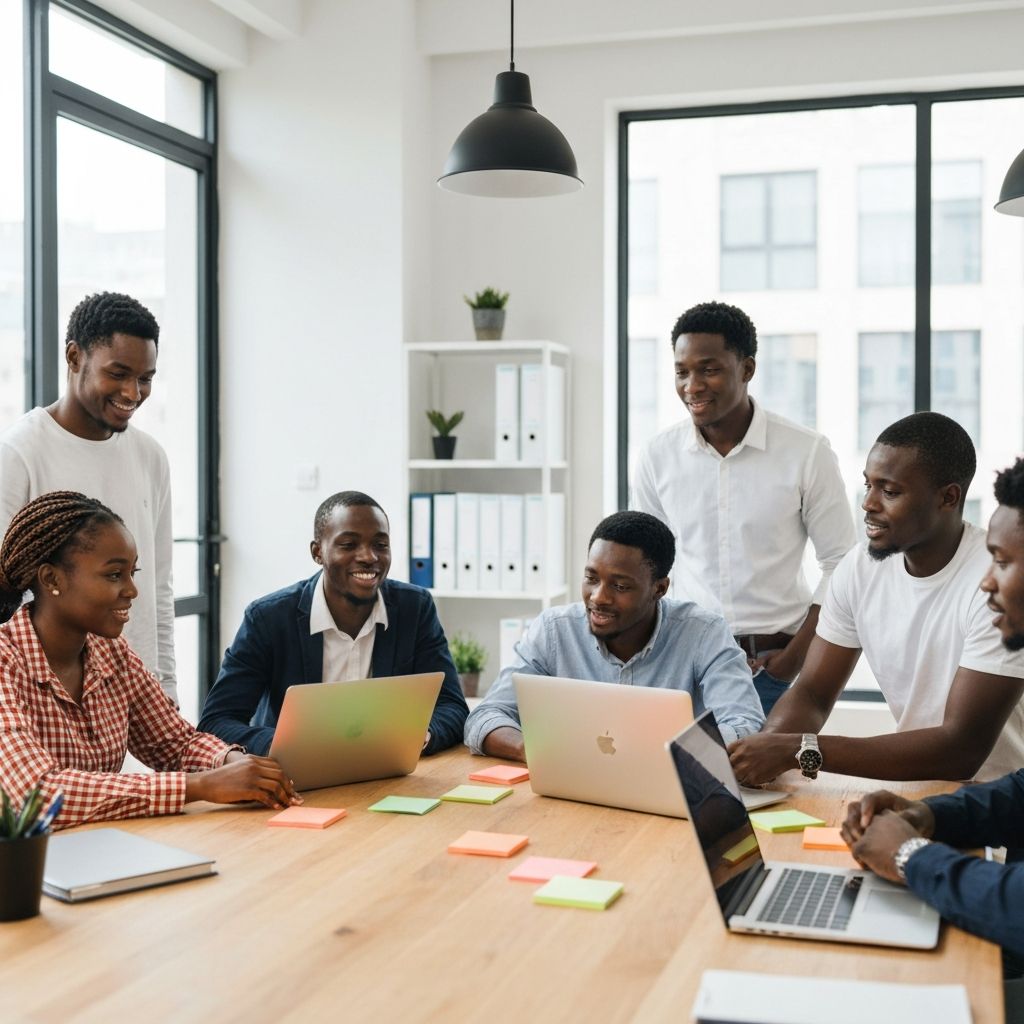 African tech team brainstorming